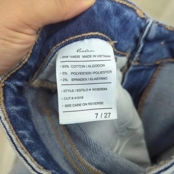 Kancan Women's Size 7/27 Kaly Highrise Slim St Leg Distressed Blue Stretchy Jean - Picture 11 of 14